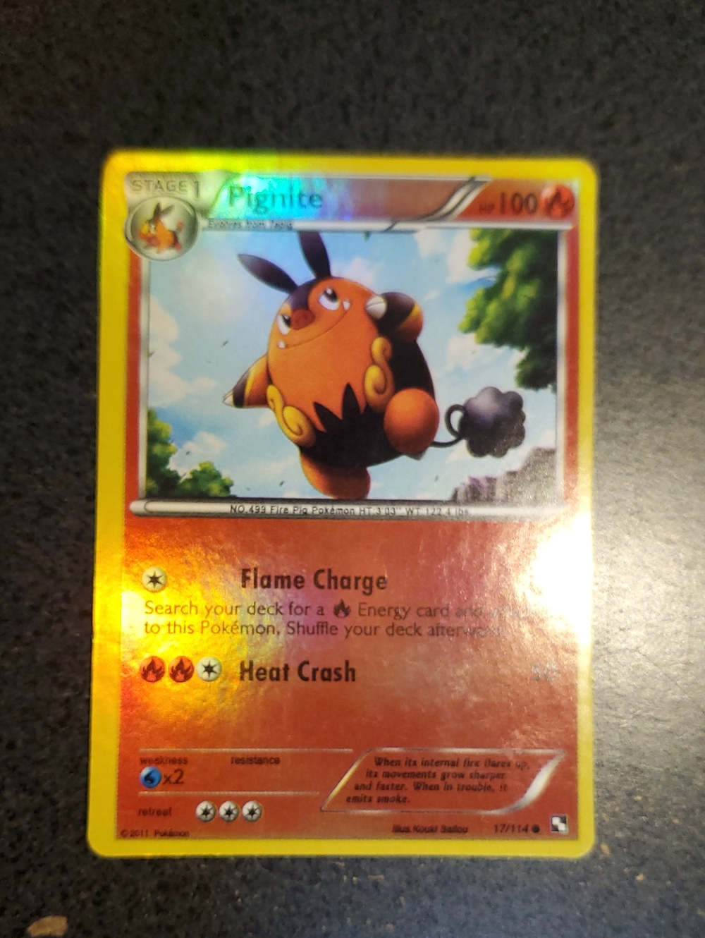 Pignite Pokémon Card - Orange and Black Shiny
